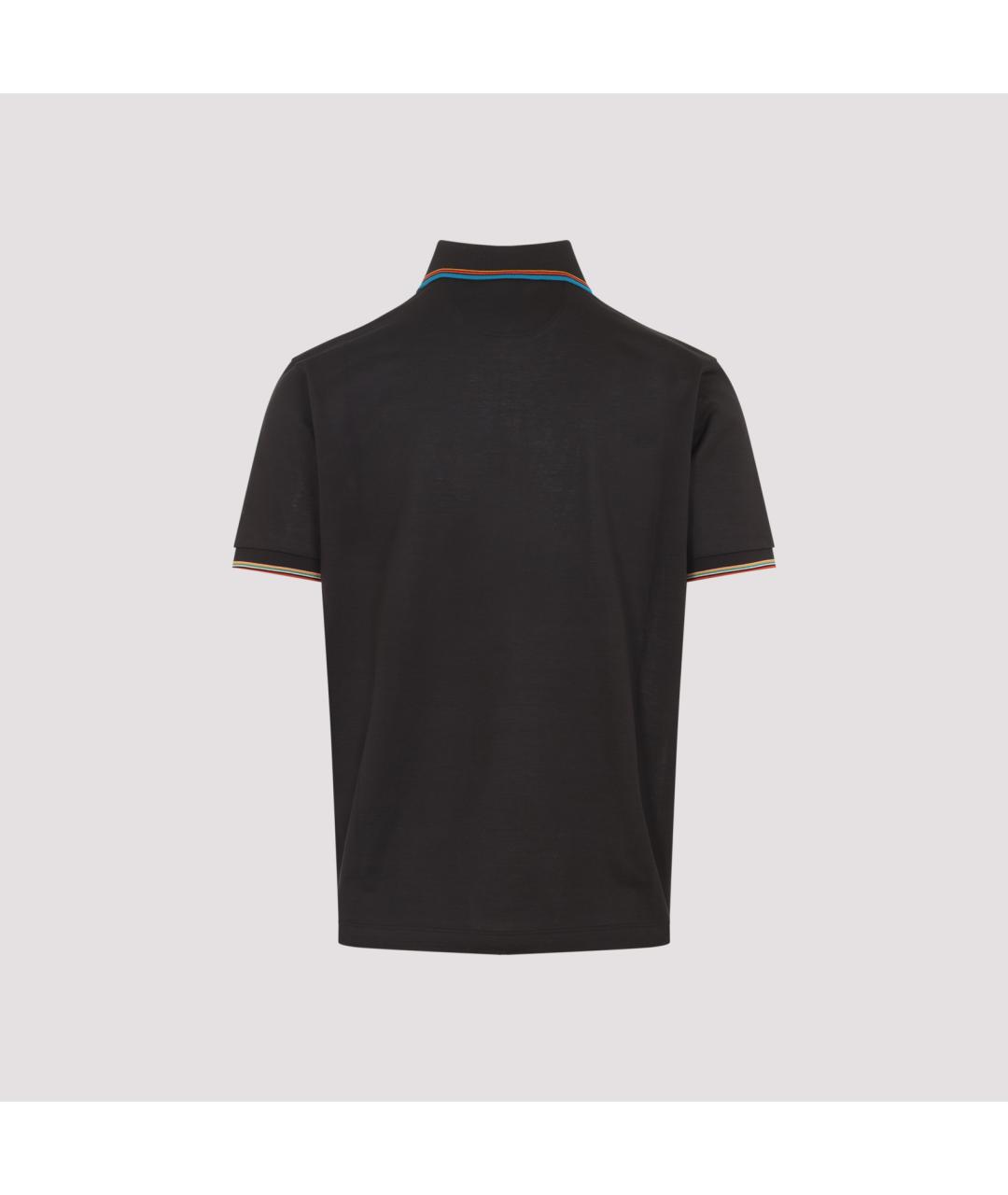 PAUL SMITH Черное хлопковое поло с коротким рукавом, фото 3