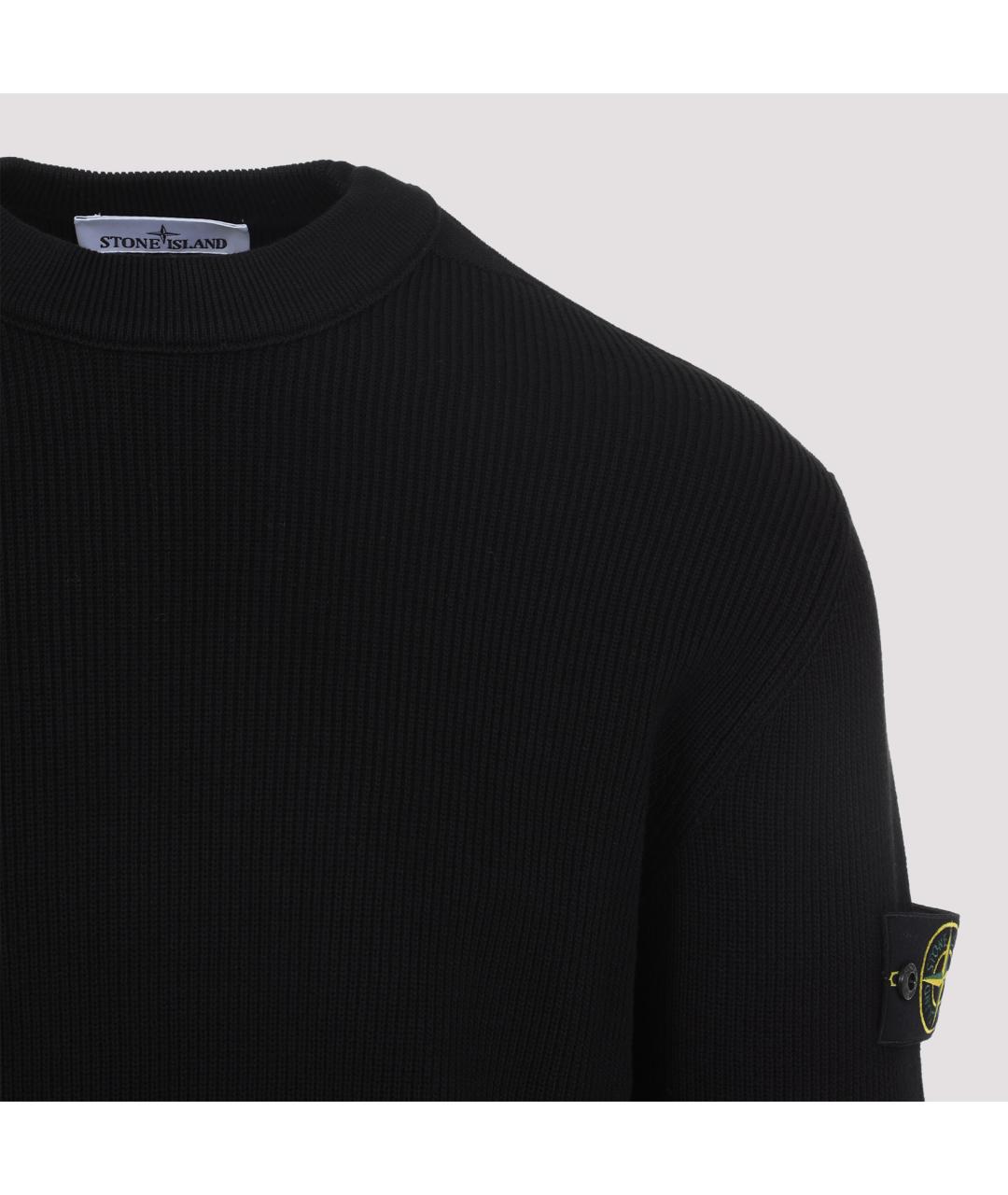 STONE ISLAND Черный хлопковый джемпер / свитер, фото 4