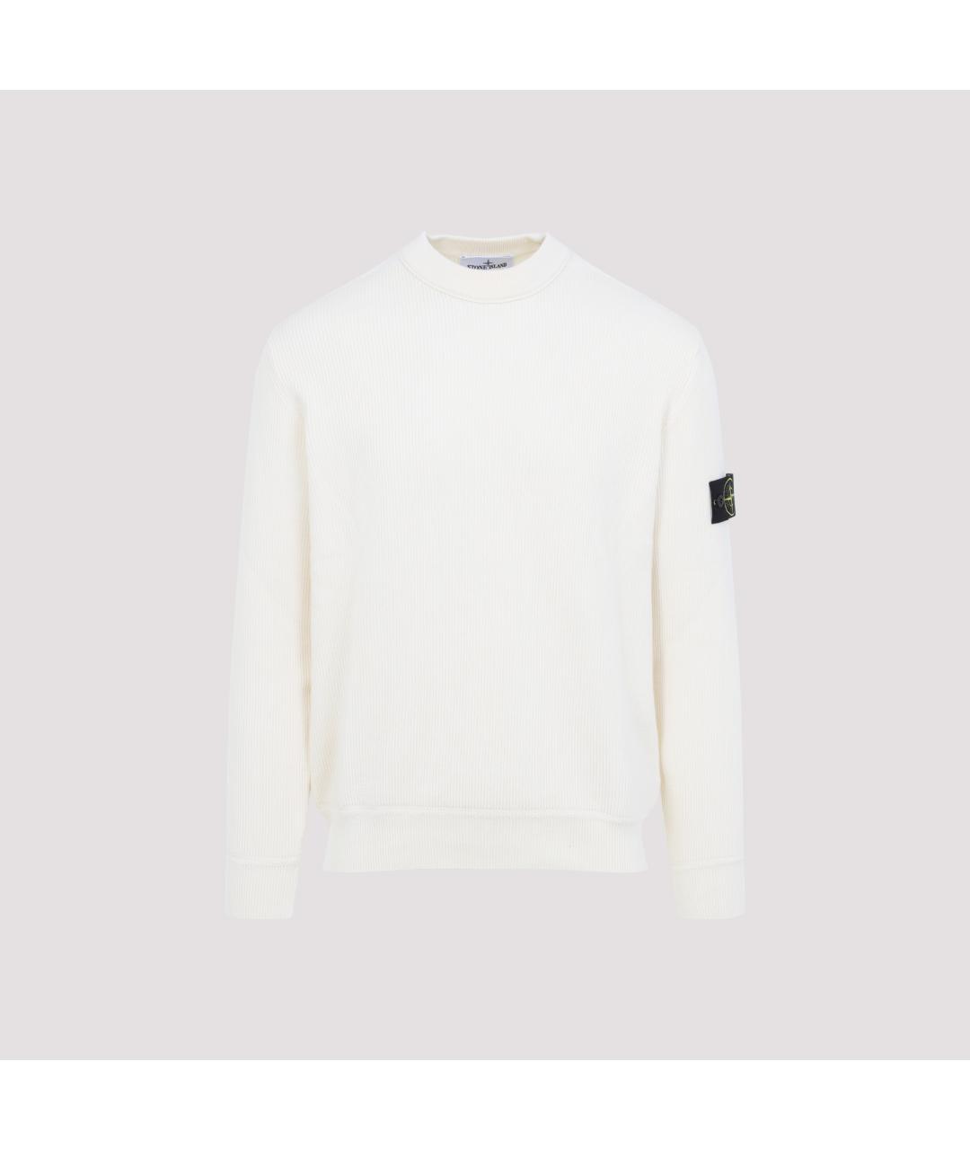 STONE ISLAND Белый хлопковый джемпер / свитер, фото 2