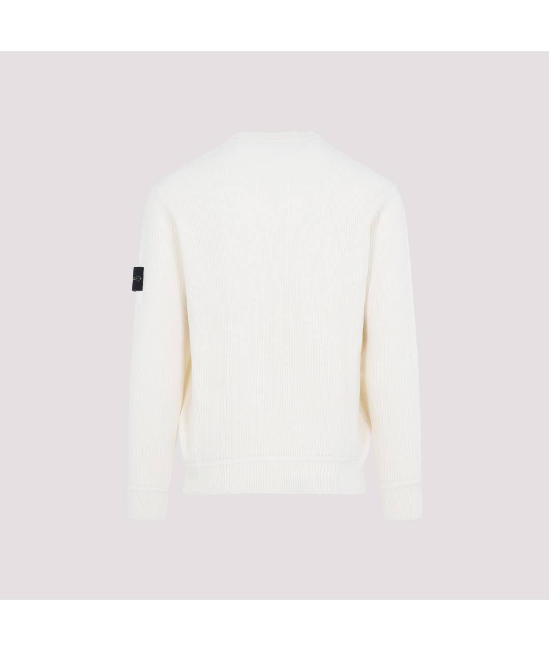 STONE ISLAND Белый хлопковый джемпер / свитер, фото 3