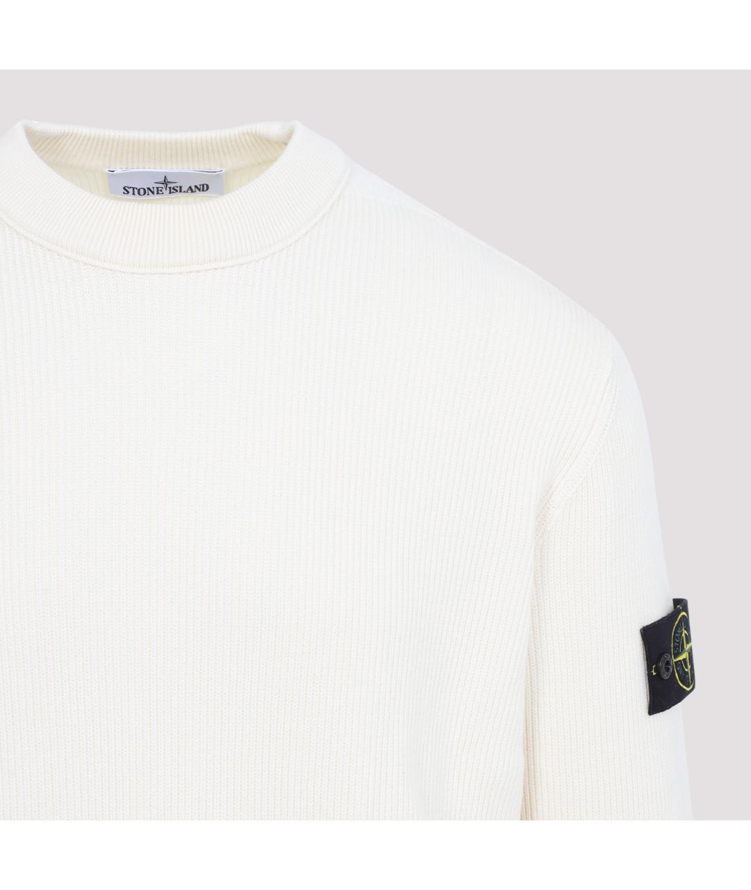 STONE ISLAND Белый хлопковый джемпер / свитер, фото 4