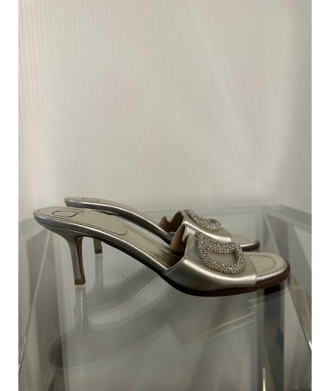 VALENTINO Серебряные кожаные мюли, фото 5