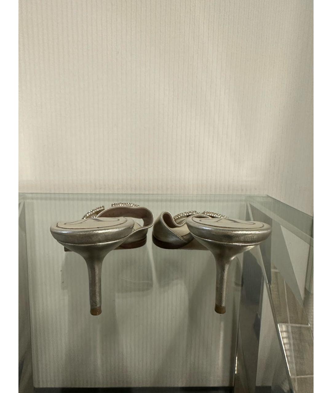 VALENTINO Серебряные кожаные мюли, фото 4