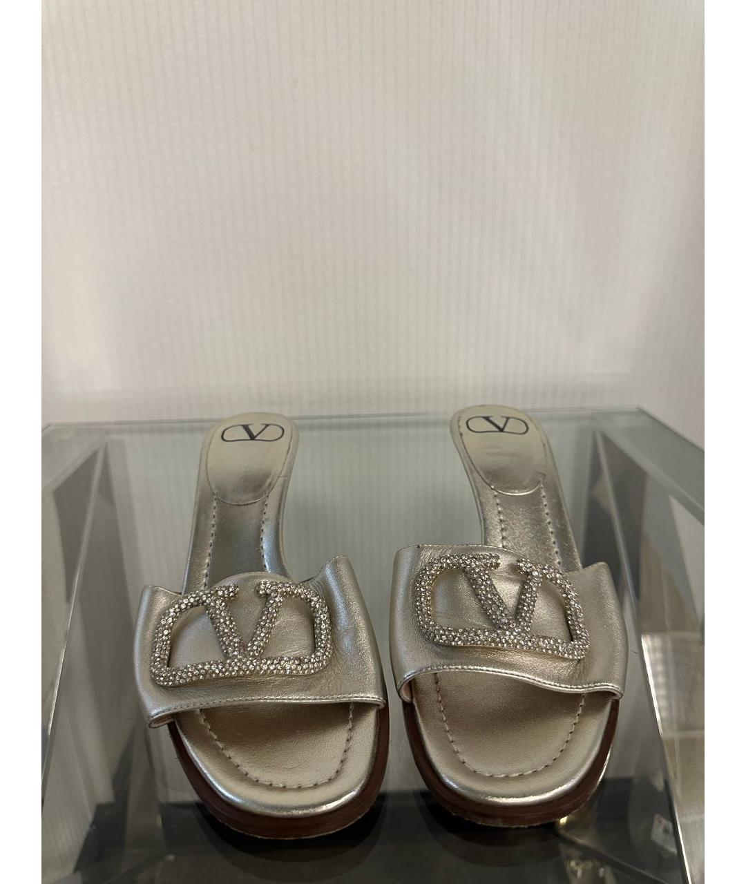 VALENTINO Серебряные кожаные мюли, фото 2