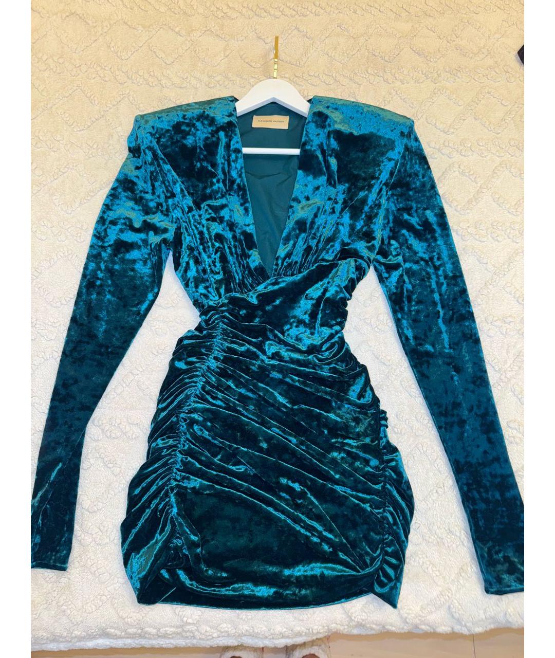 ALEXANDRE VAUTHIER Зеленые велюровое коктейльное платье, фото 5