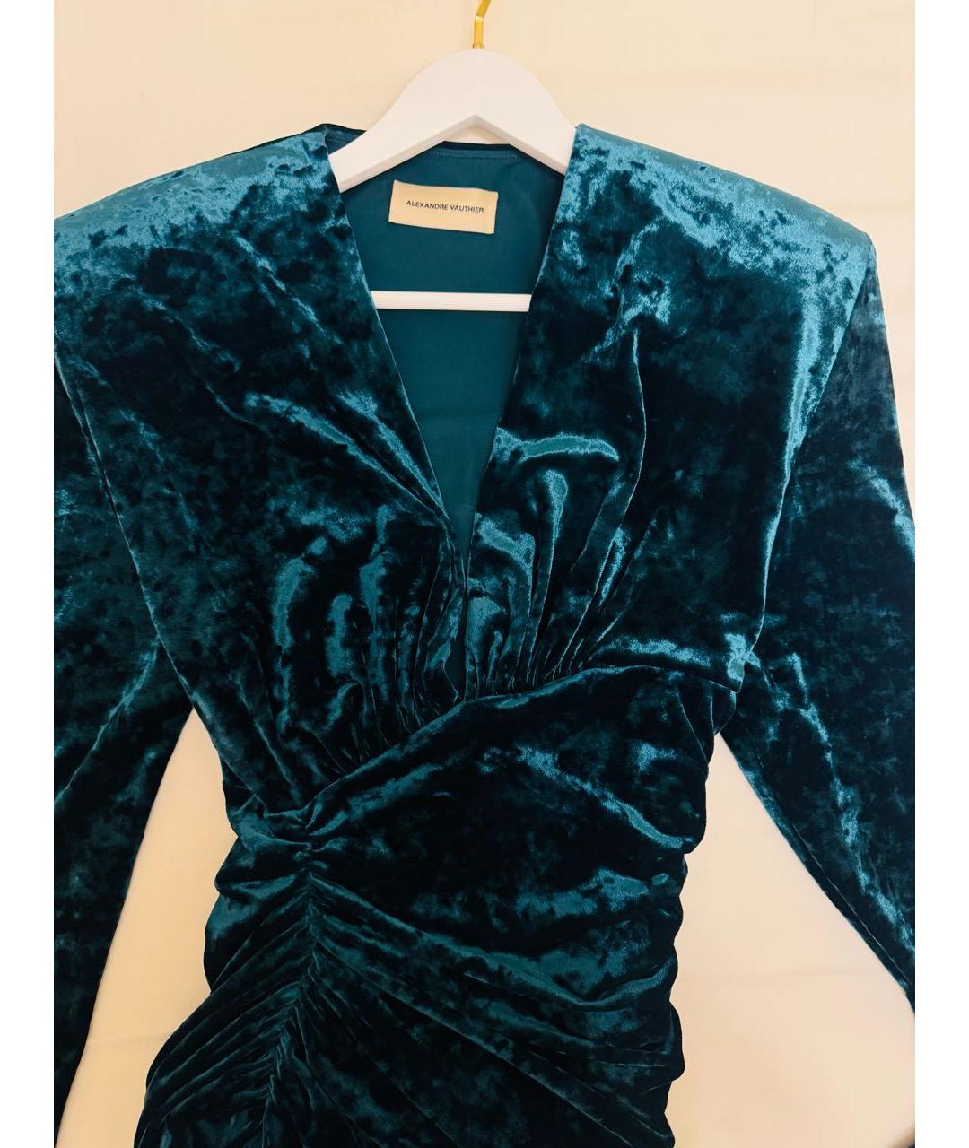 ALEXANDRE VAUTHIER Зеленые велюровое коктейльное платье, фото 4