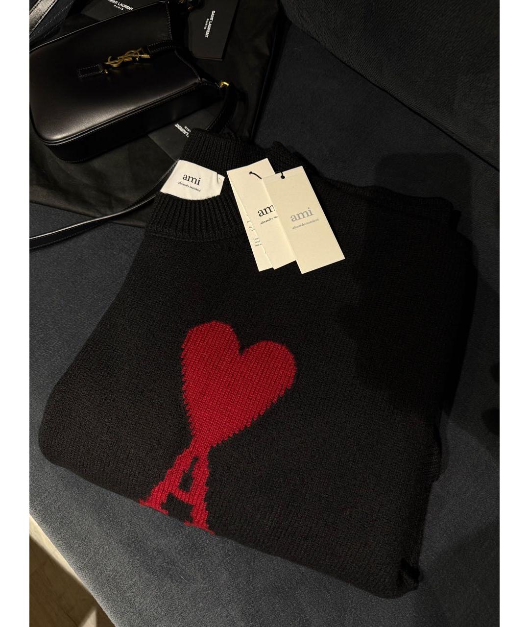 Ami Paris Черный шерстяной джемпер / свитер, фото 5