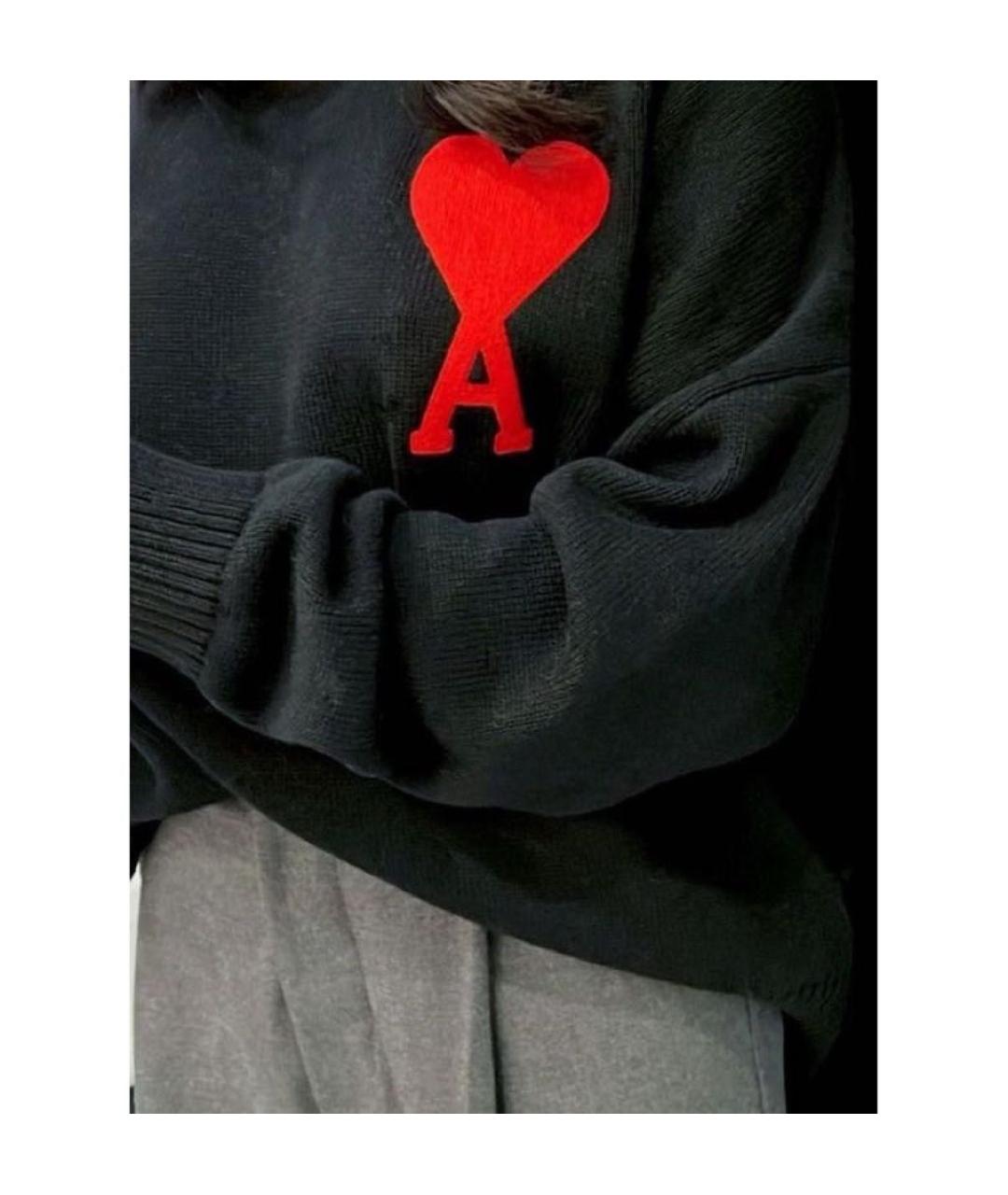 Ami Paris Черный шерстяной джемпер / свитер, фото 2