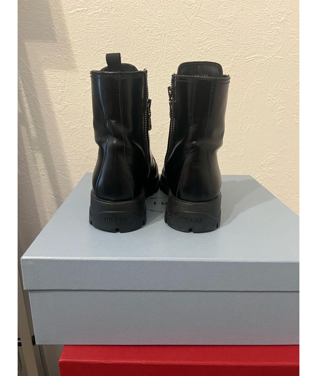 PRADA Черные кожаные ботинки, фото 4