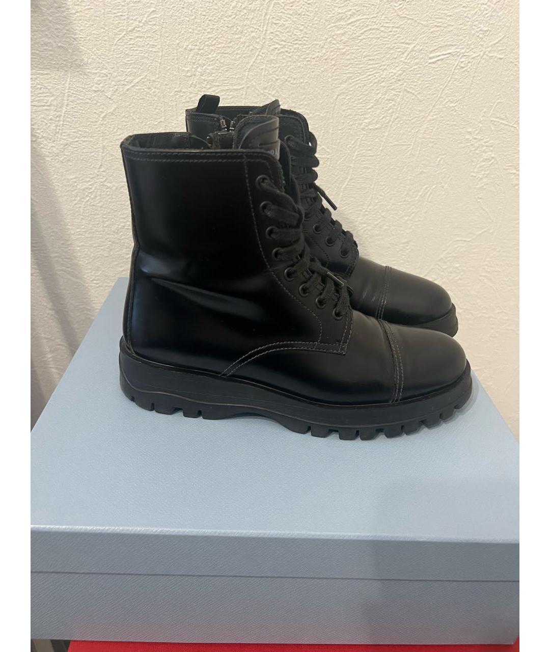 PRADA Черные кожаные ботинки, фото 5
