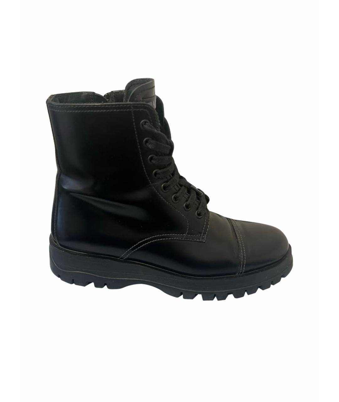 PRADA Черные кожаные ботинки, фото 1