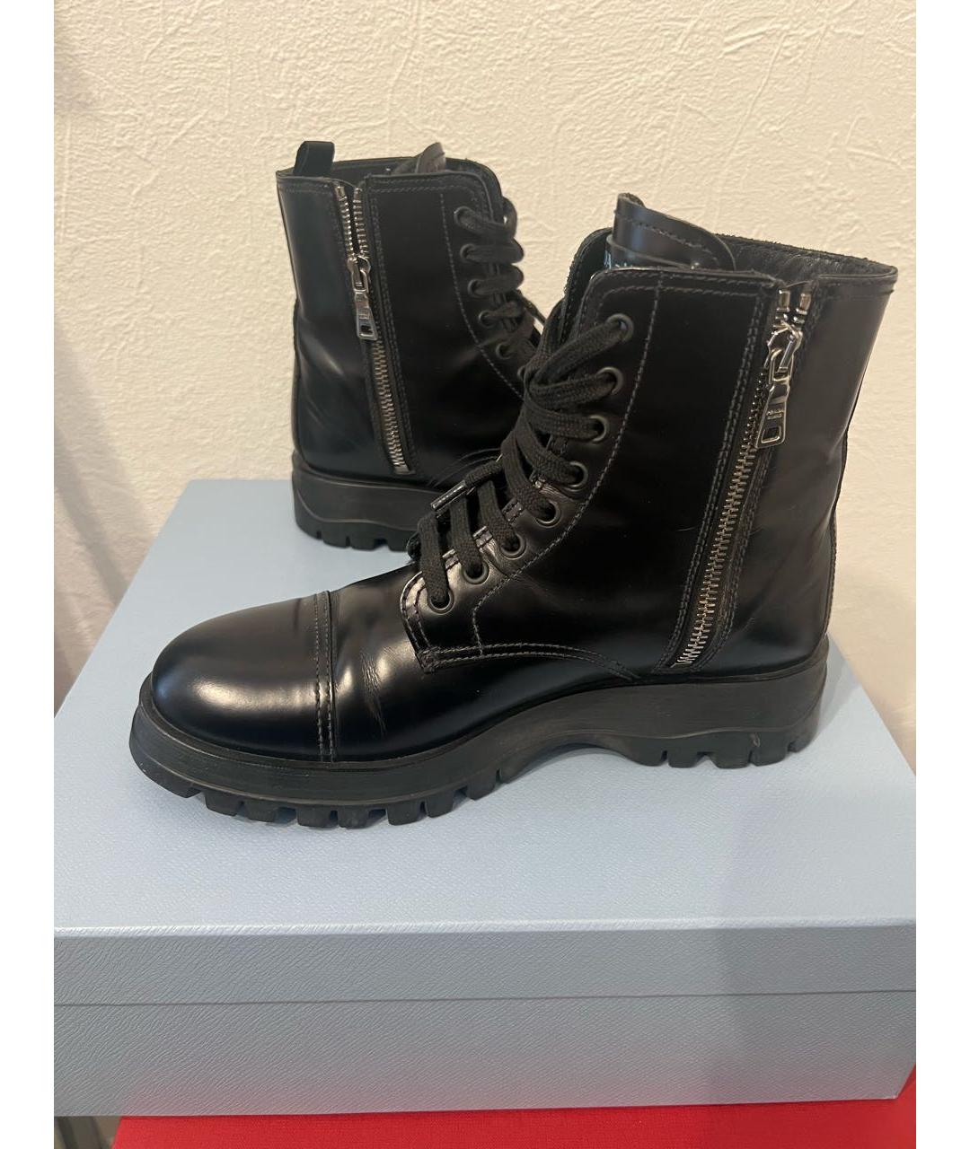PRADA Черные кожаные ботинки, фото 3