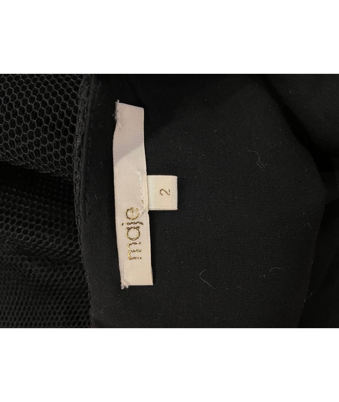 MAJE Черная полиэстеровая юбка миди, фото 3