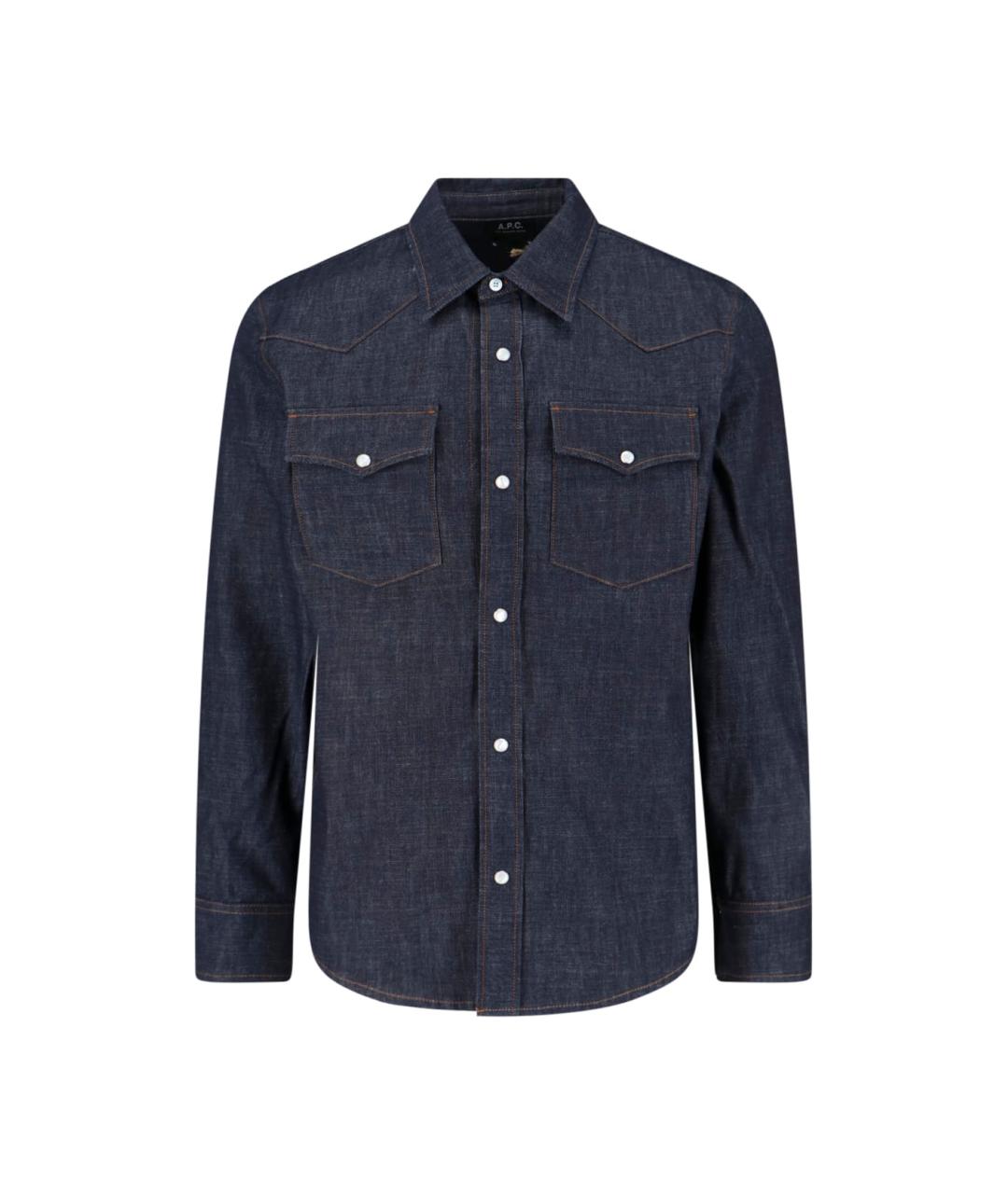A.P.C. Синяя хлопковая кэжуал рубашка, фото 1