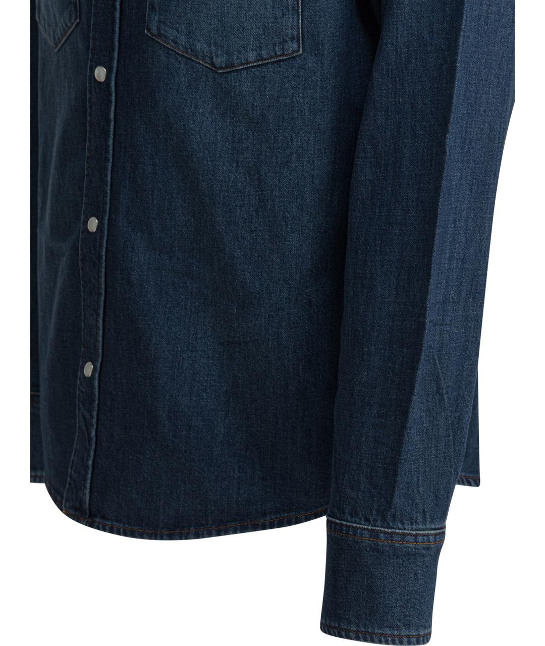 A.P.C. Синяя хлопковая кэжуал рубашка, фото 4