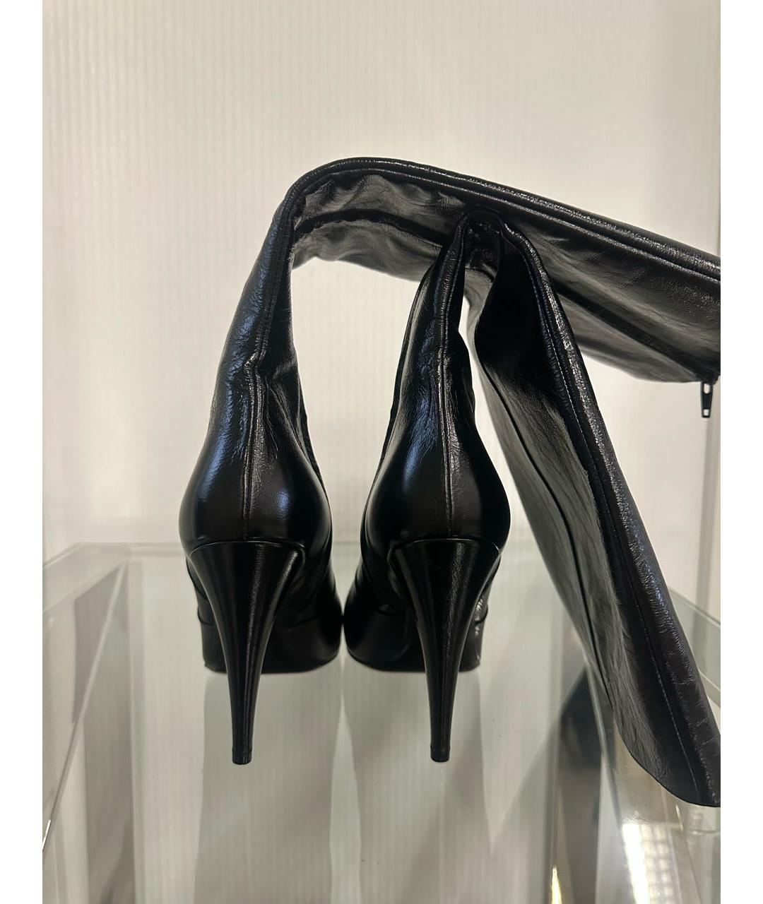 SAINT LAURENT Черные сапоги из лакированной кожи, фото 3