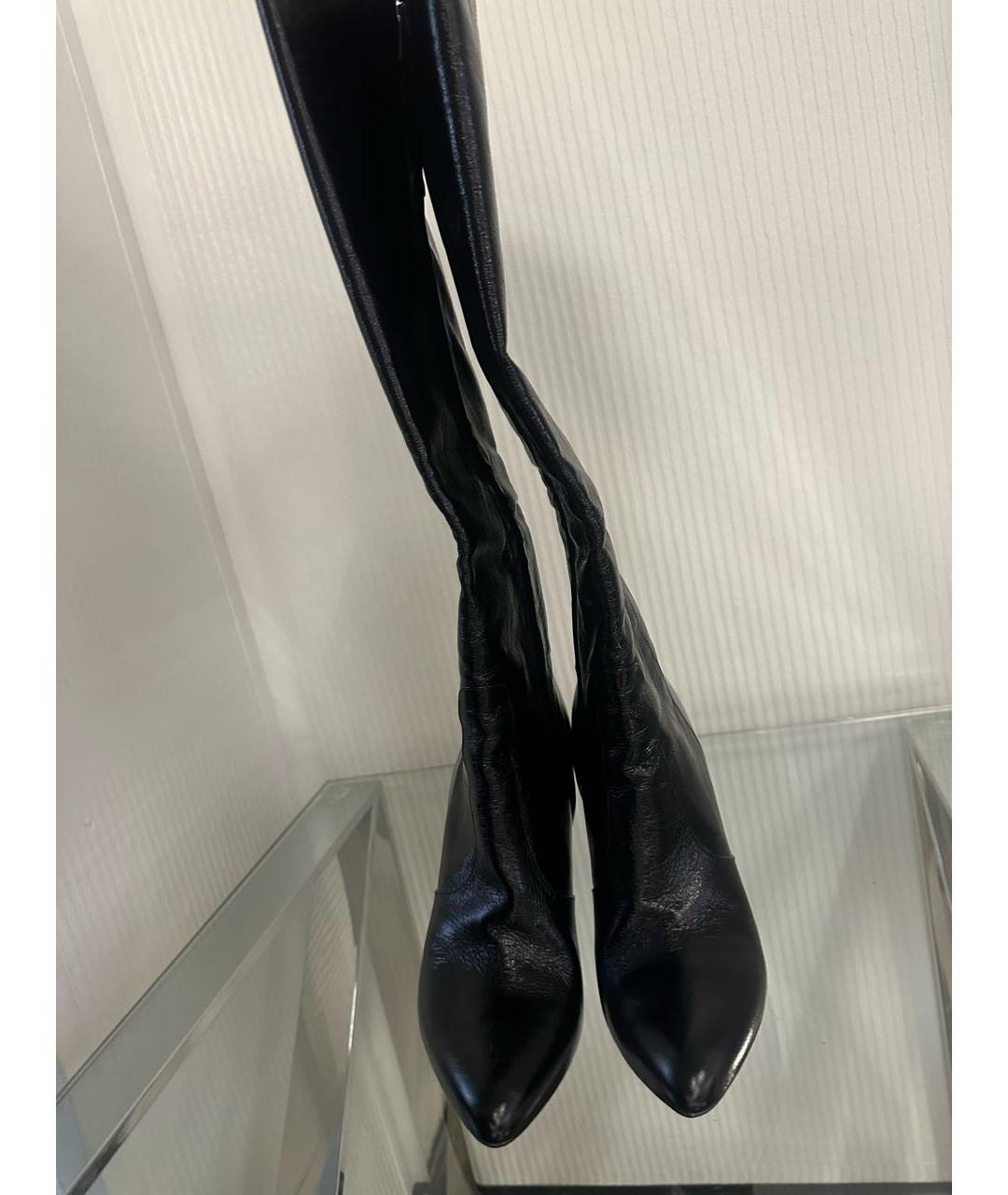 SAINT LAURENT Черные сапоги из лакированной кожи, фото 2