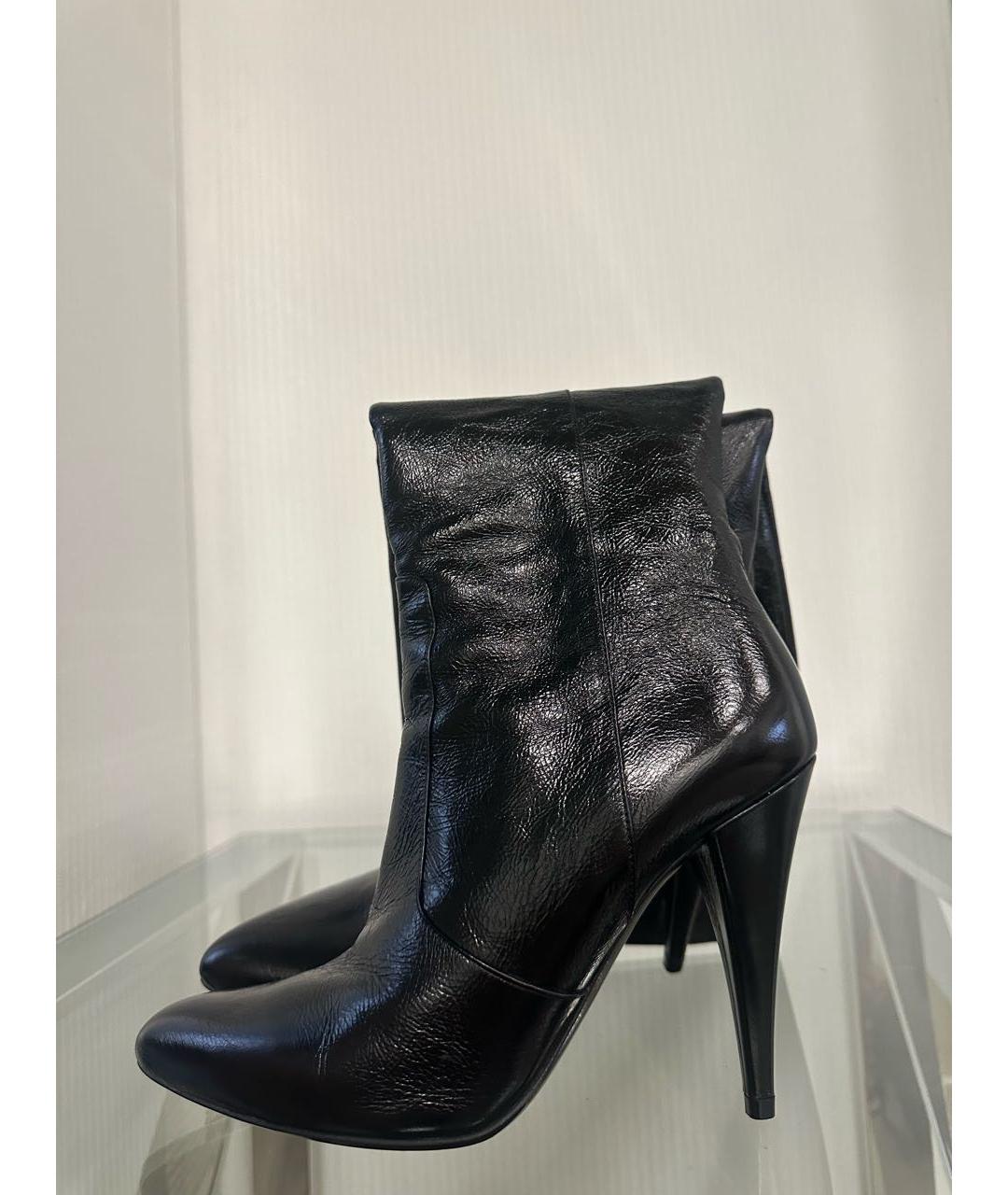 SAINT LAURENT Черные сапоги из лакированной кожи, фото 5