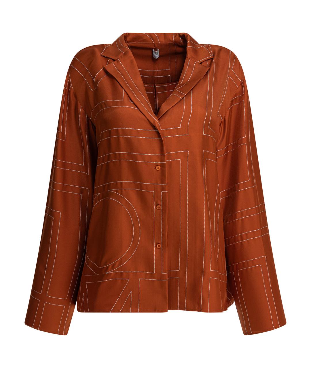 TOTEME Коричневая шелковая рубашка, фото 1