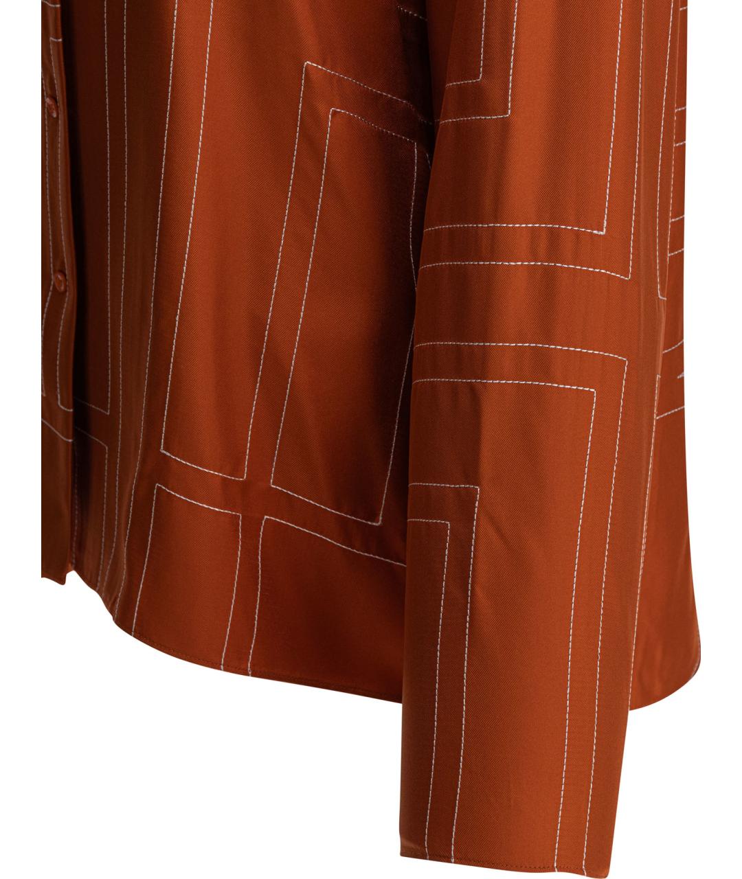 TOTEME Коричневая шелковая рубашка, фото 4