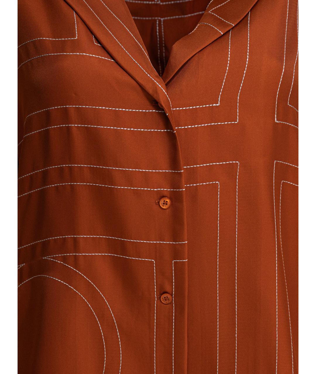 TOTEME Коричневая шелковая рубашка, фото 3