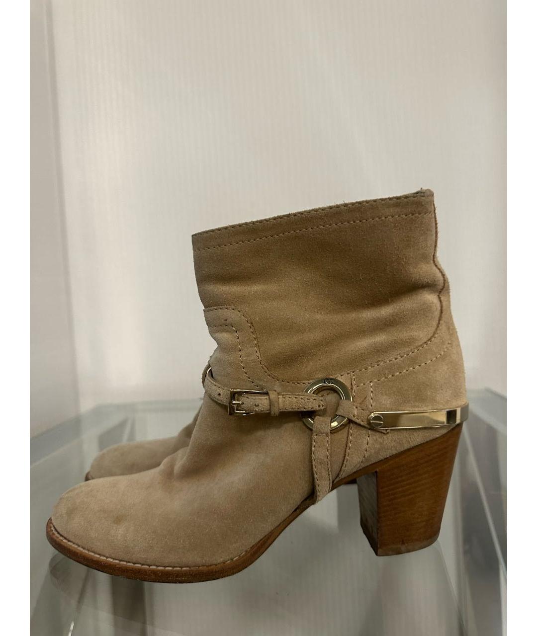 CHRISTIAN DIOR Бежевые замшевые полусапоги, фото 3