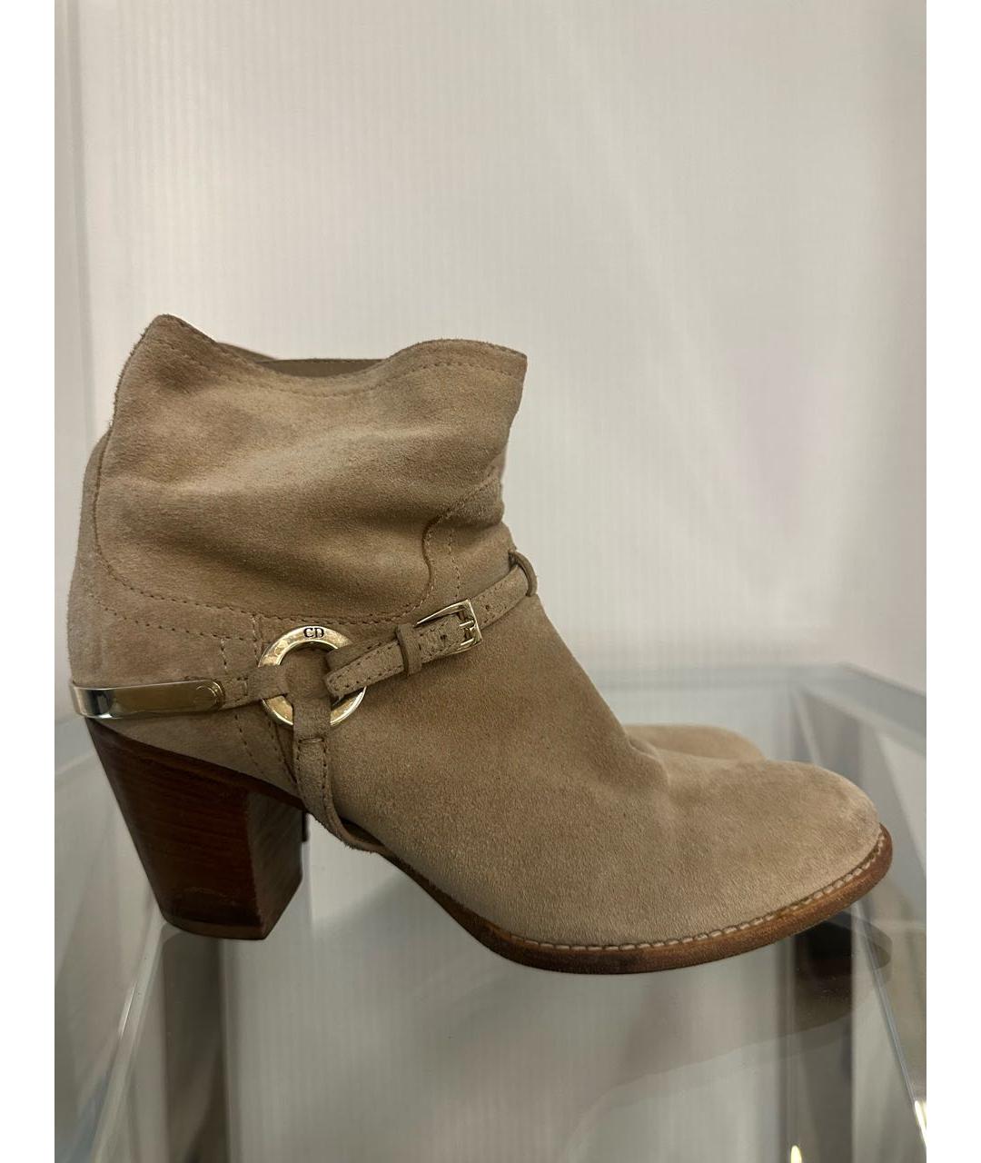 CHRISTIAN DIOR Бежевые замшевые полусапоги, фото 6