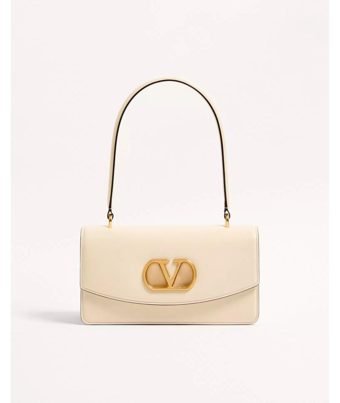 VALENTINO Бежевая кожаная сумка с короткими ручками, фото 5