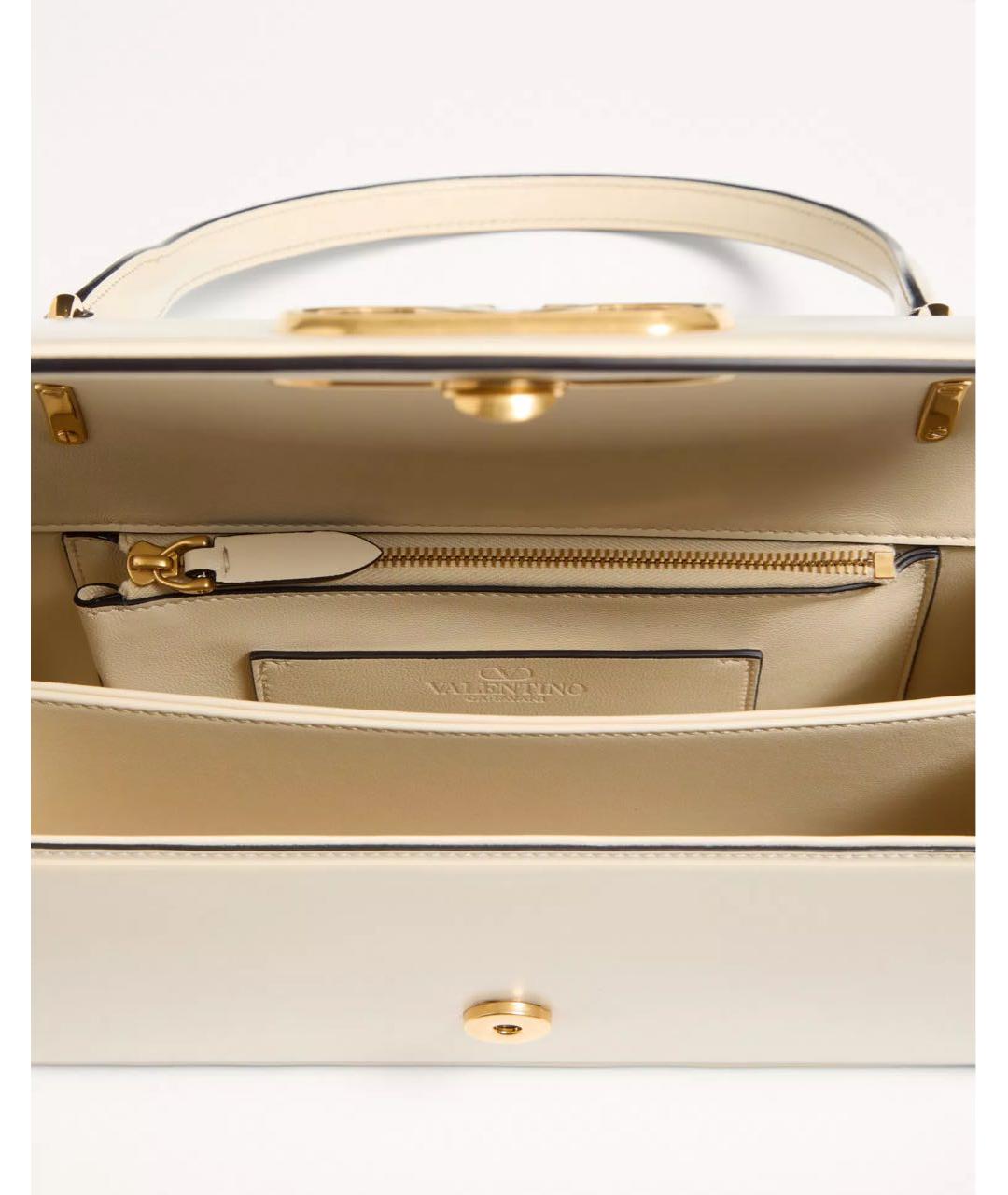 VALENTINO Бежевая кожаная сумка с короткими ручками, фото 4