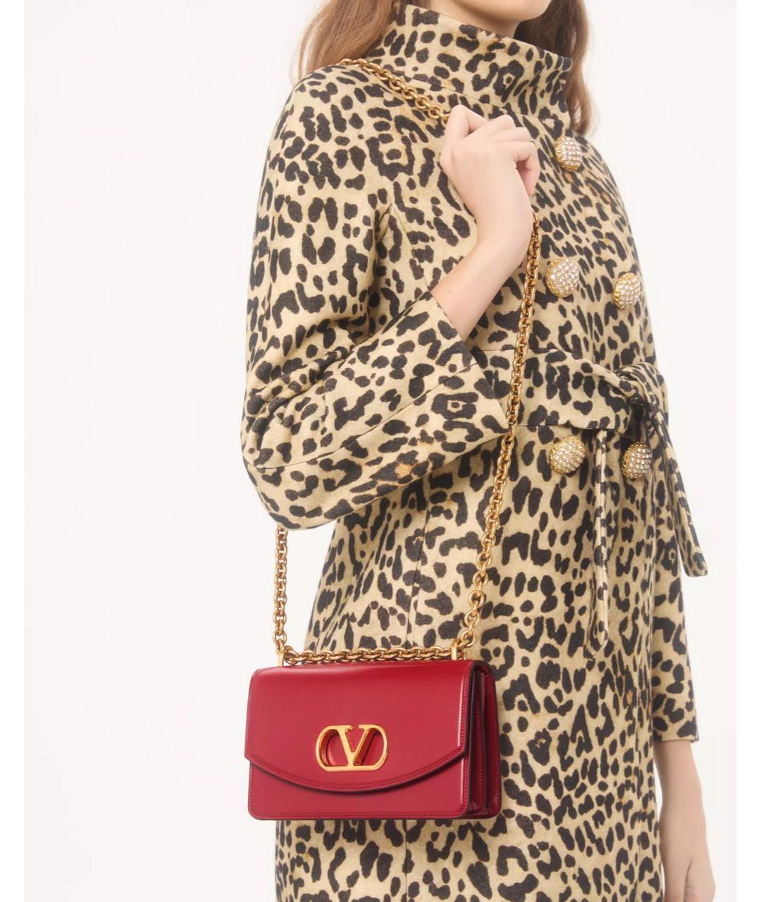 VALENTINO Красная кожаная сумка через плечо, фото 2