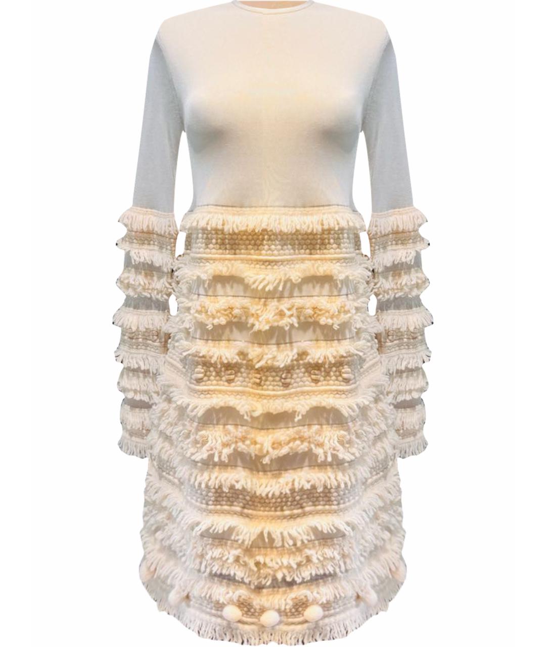 ALEXANDER MCQUEEN Бежевое вискозное коктейльное платье, фото 1