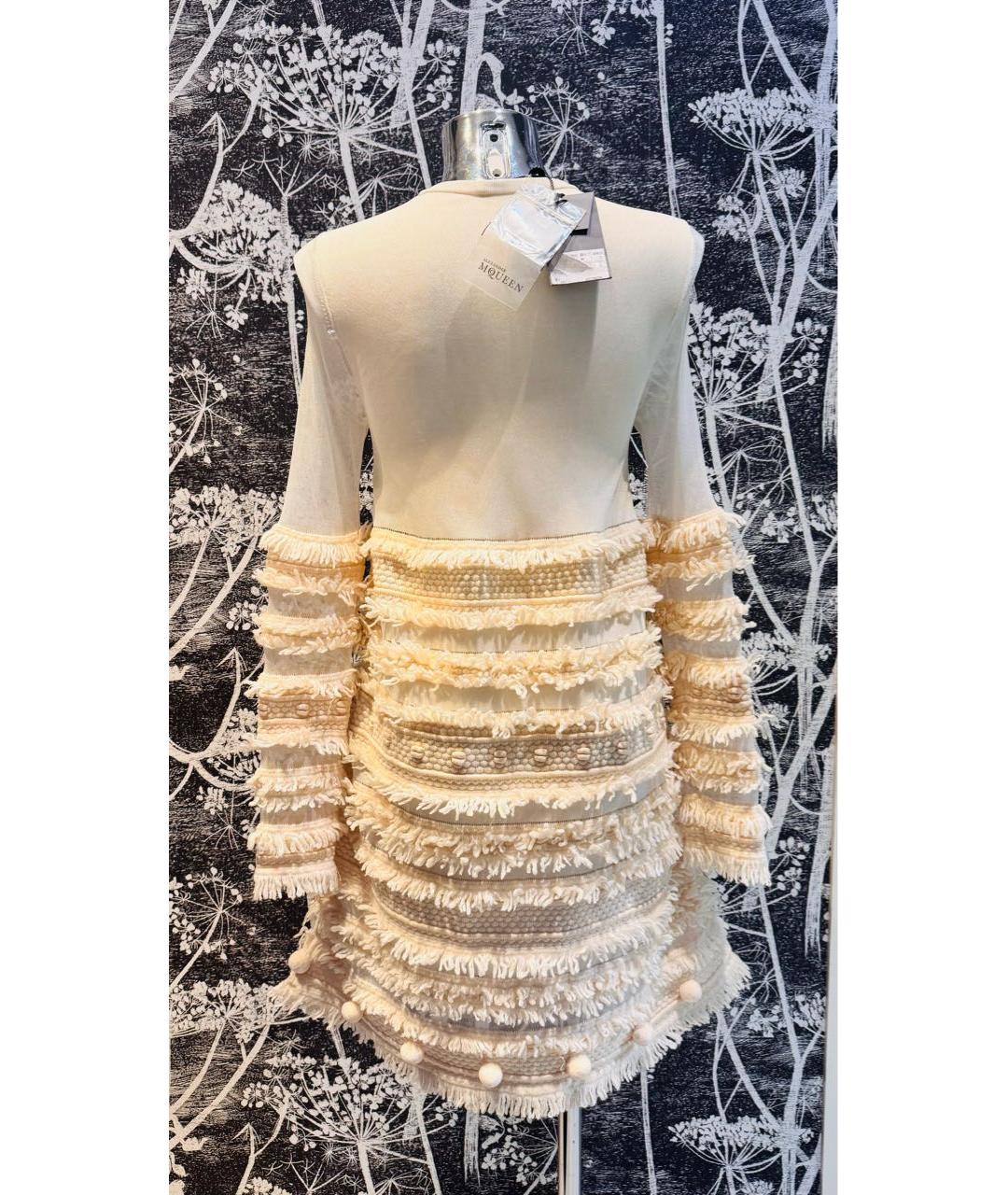 ALEXANDER MCQUEEN Бежевое вискозное коктейльное платье, фото 3