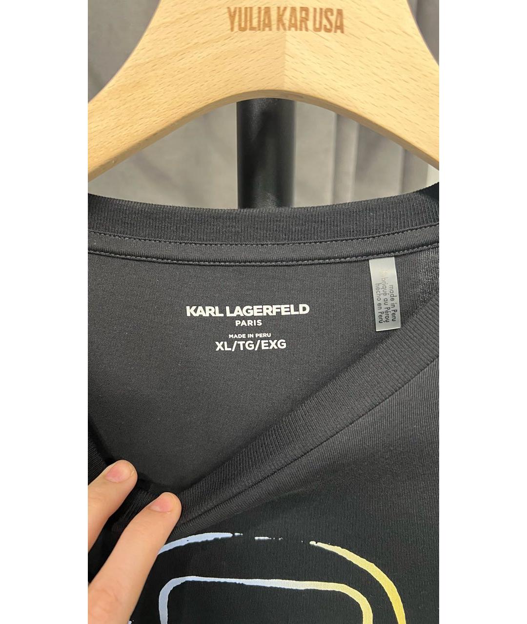 KARL LAGERFELD Черная хлопковая футболка, фото 3