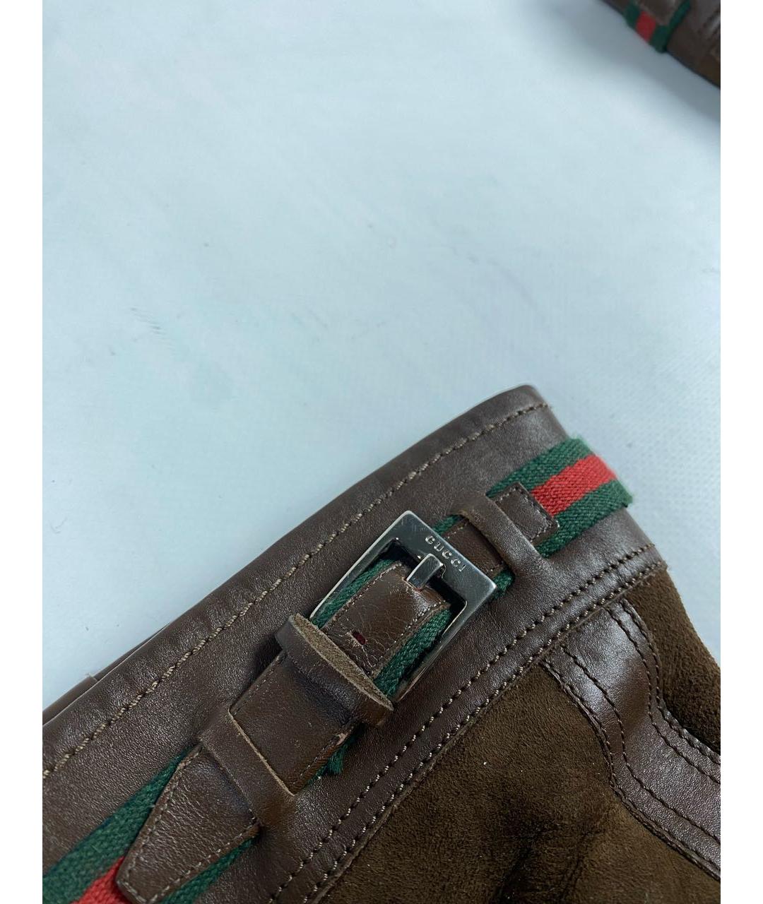 GUCCI Коричневые кожаные высокие ботинки, фото 6