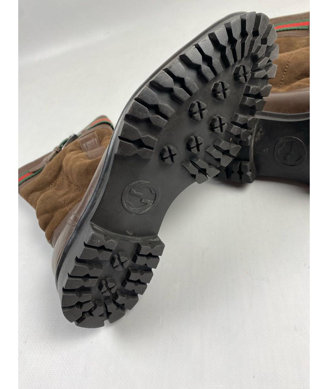 GUCCI Коричневые кожаные высокие ботинки, фото 4