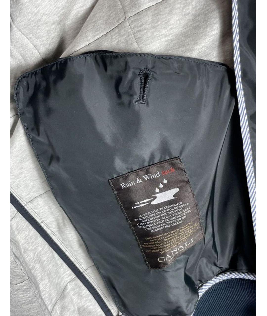 CANALI Темно-синяя полиэстеровая куртка, фото 7