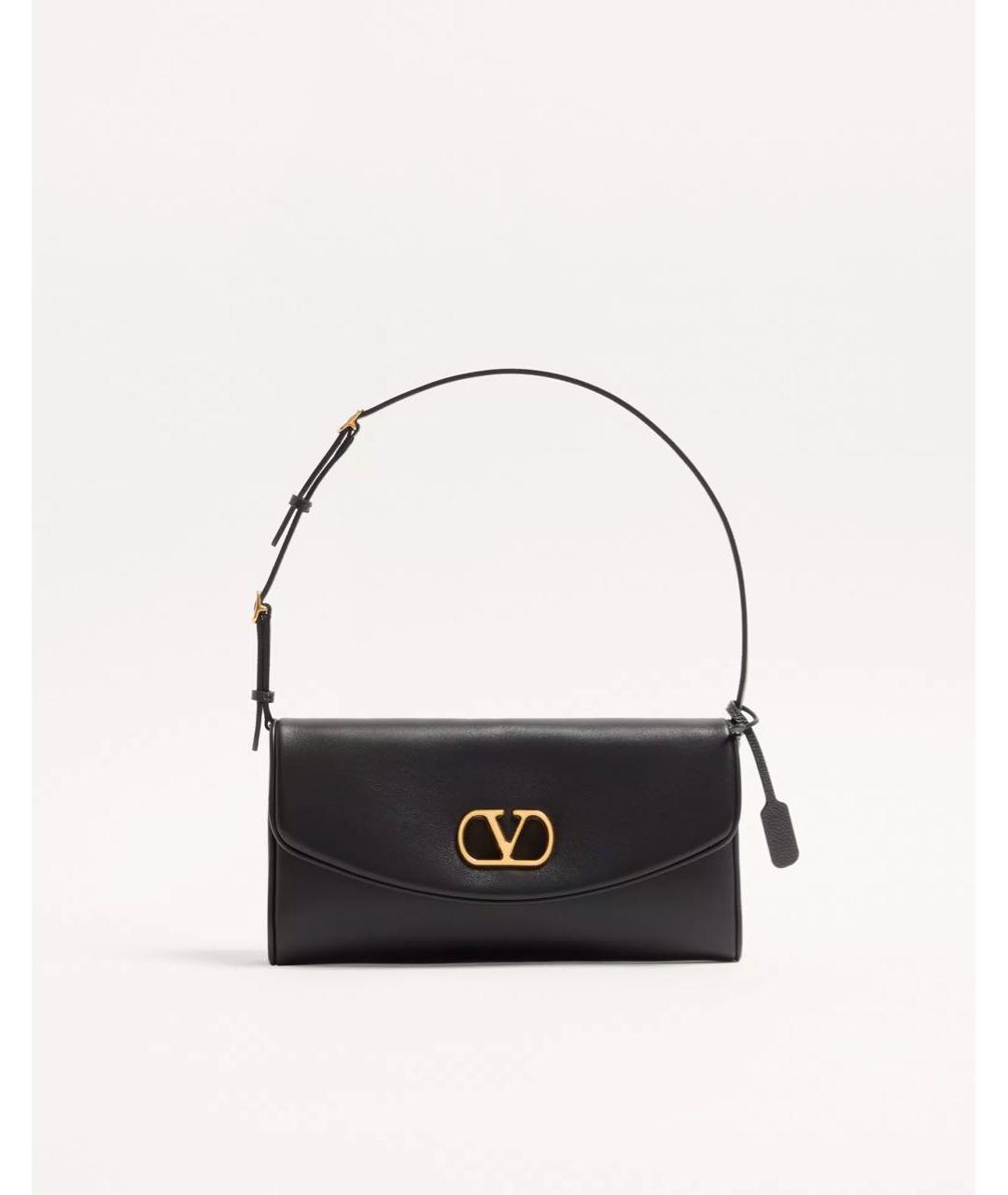 VALENTINO Черная кожаная сумка с короткими ручками, фото 5