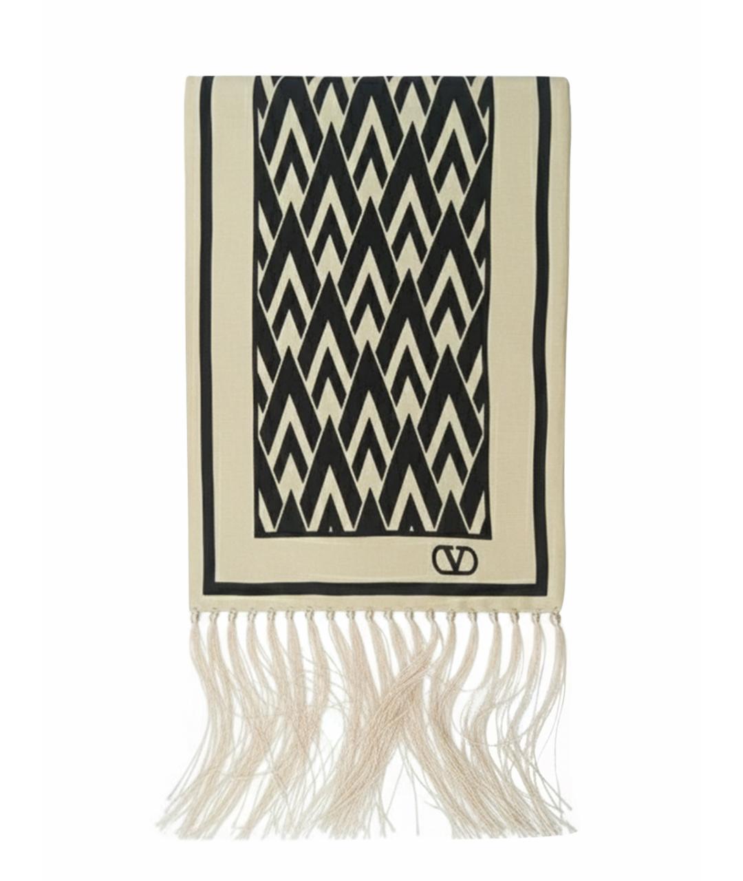 VALENTINO Бежевый шелковый платок, фото 6