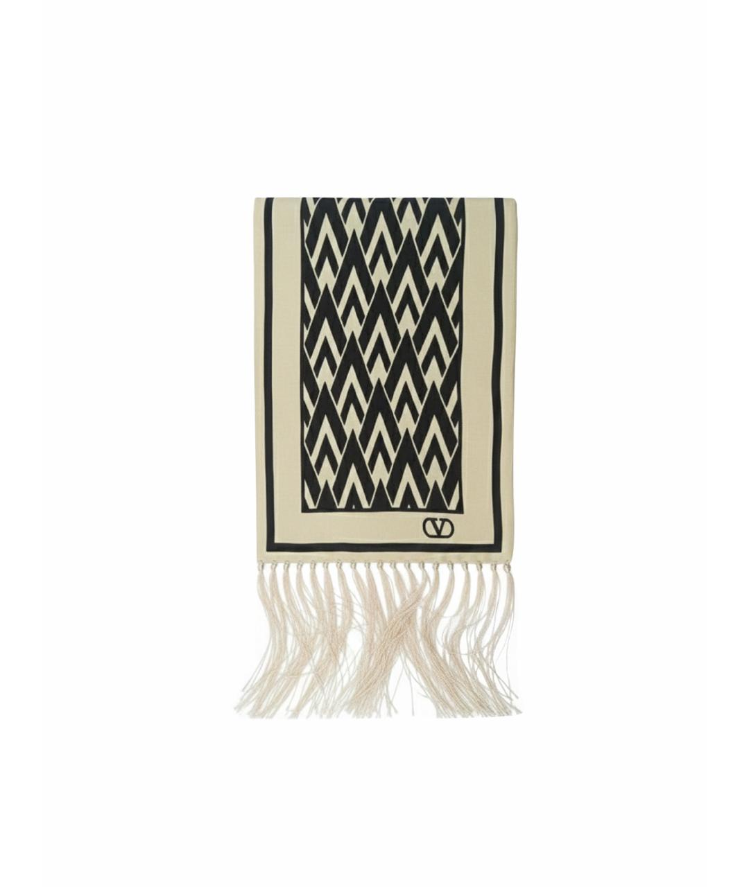 VALENTINO Бежевый шелковый платок, фото 1