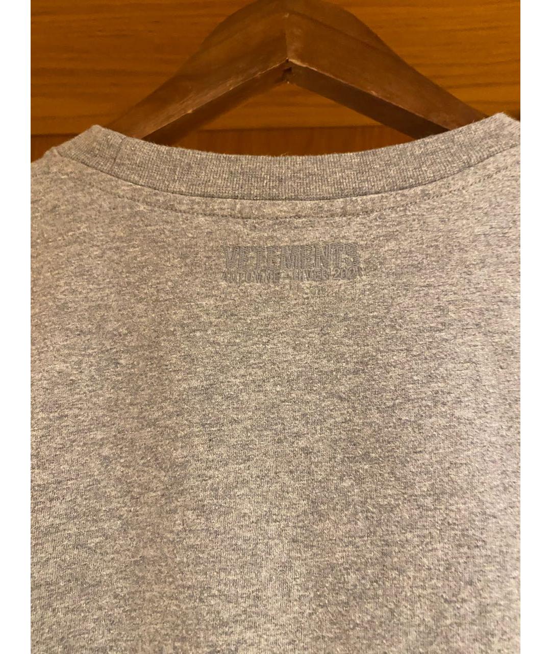 VETEMENTS Серая хлопковая футболка, фото 3