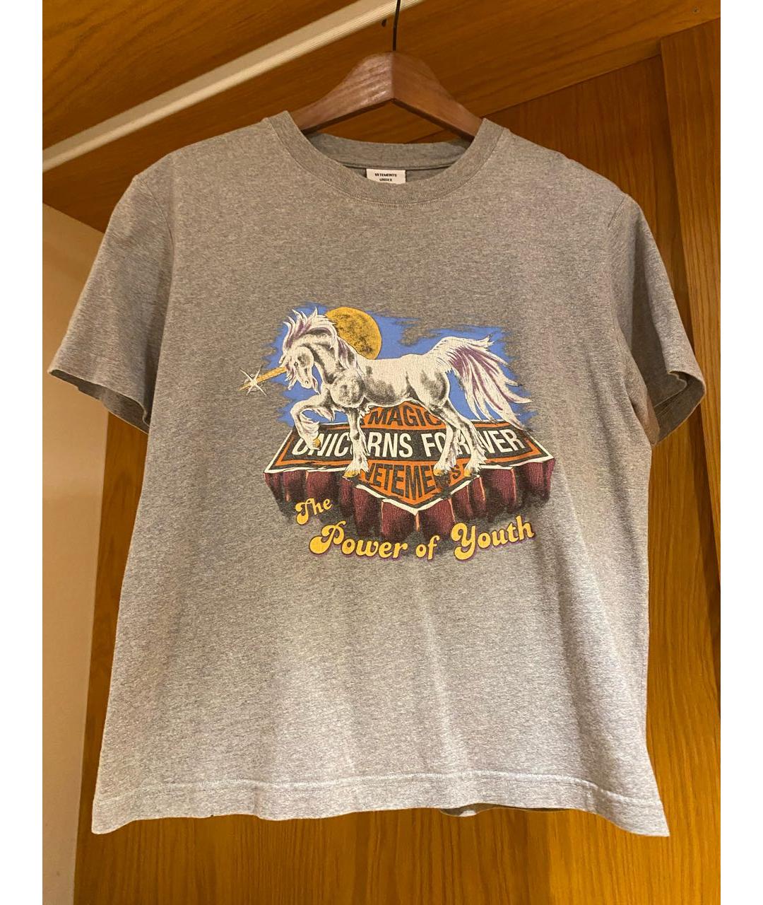 VETEMENTS Серая хлопковая футболка, фото 5