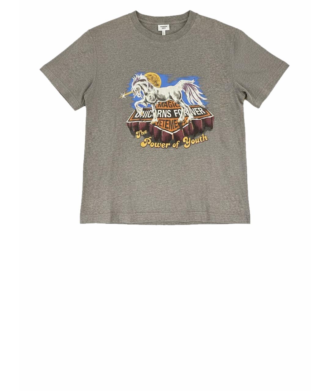 VETEMENTS Серая хлопковая футболка, фото 1