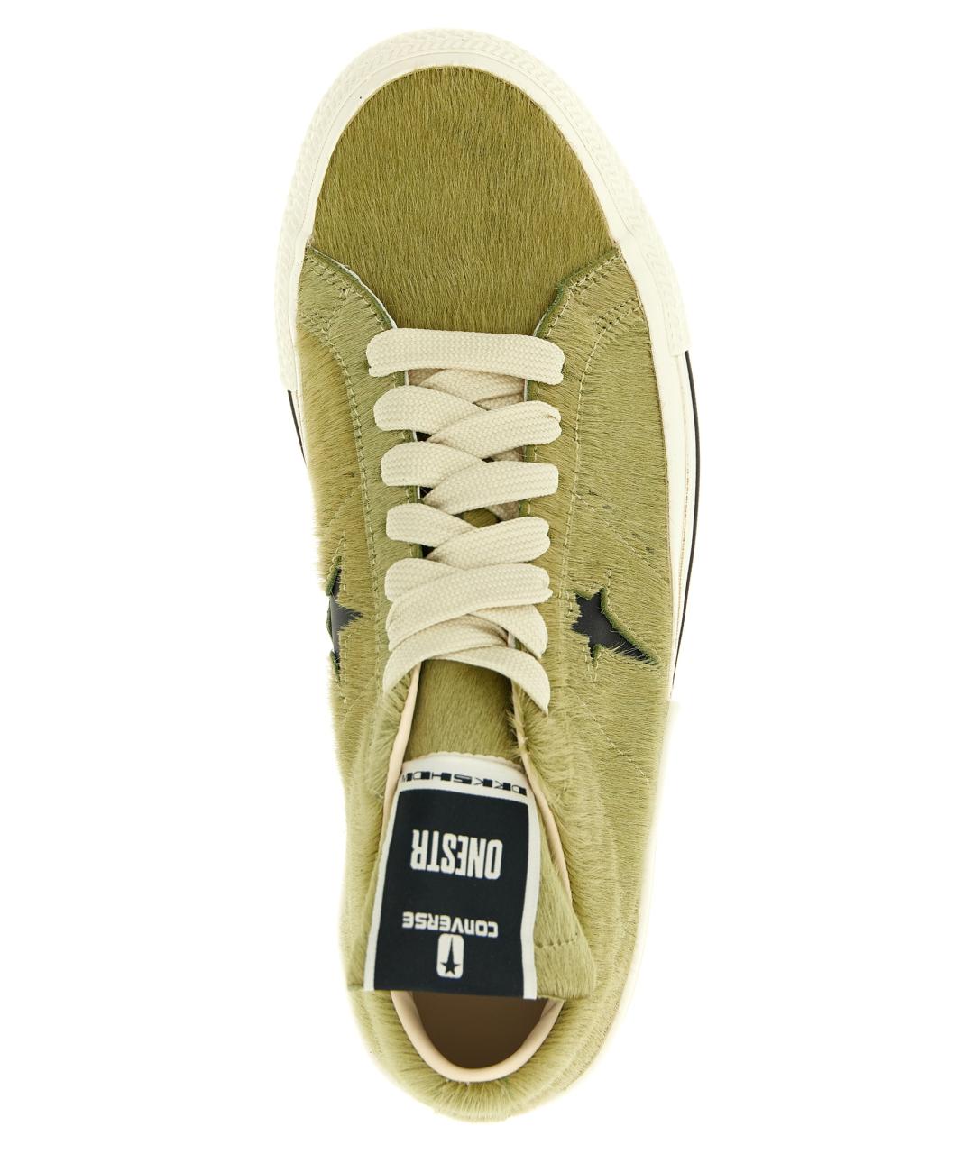 RICK OWENS DRKSHDW Зеленые кожаные кеды, фото 4