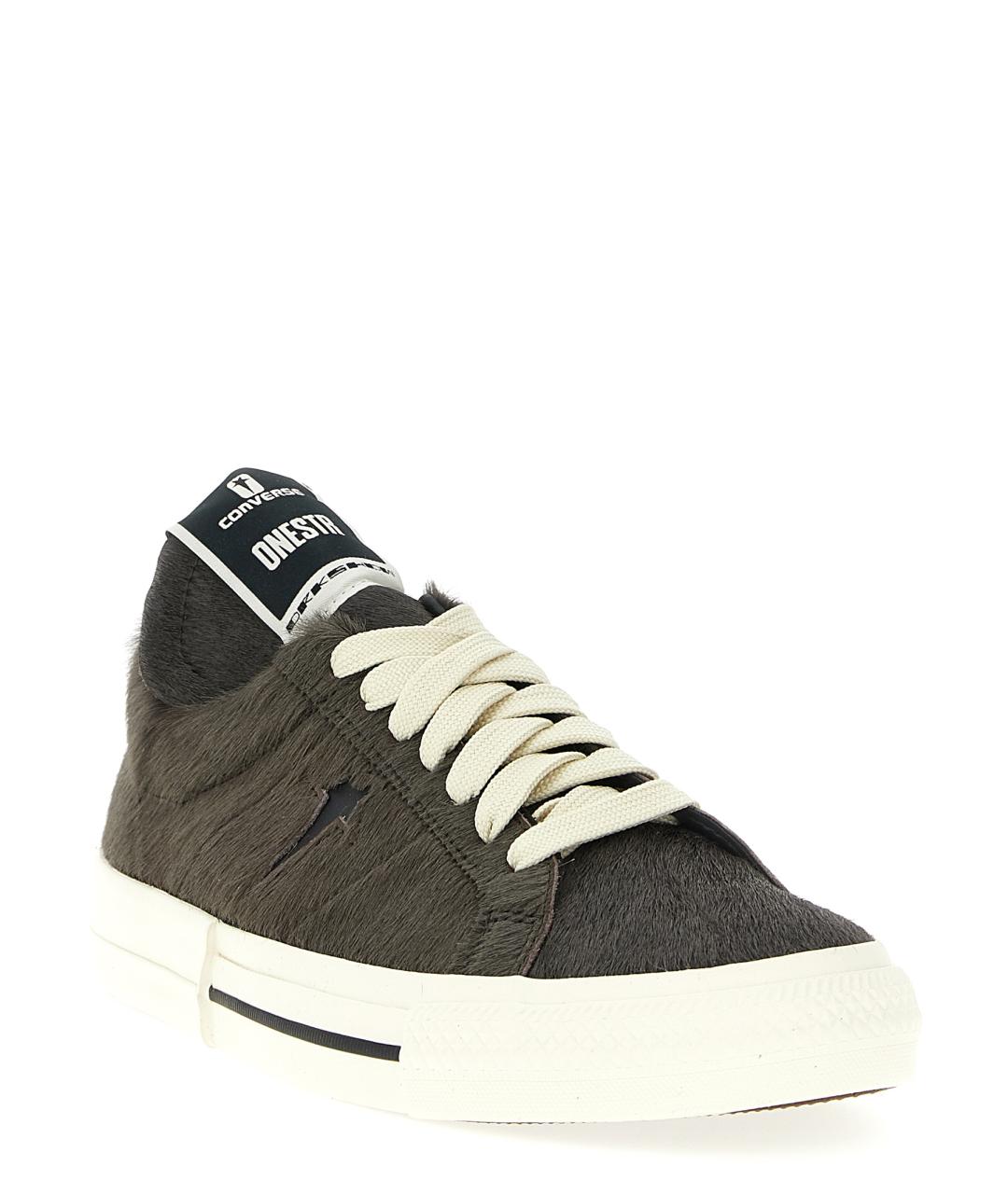 RICK OWENS DRKSHDW Серые кожаные кеды, фото 2