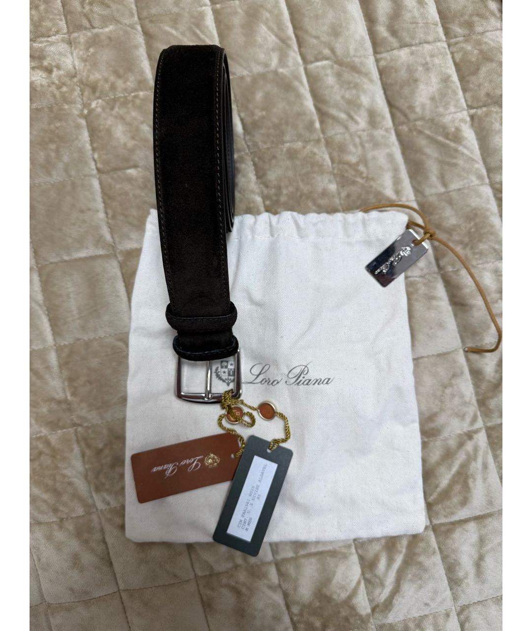 LORO PIANA Коричневый замшевый ремень, фото 5