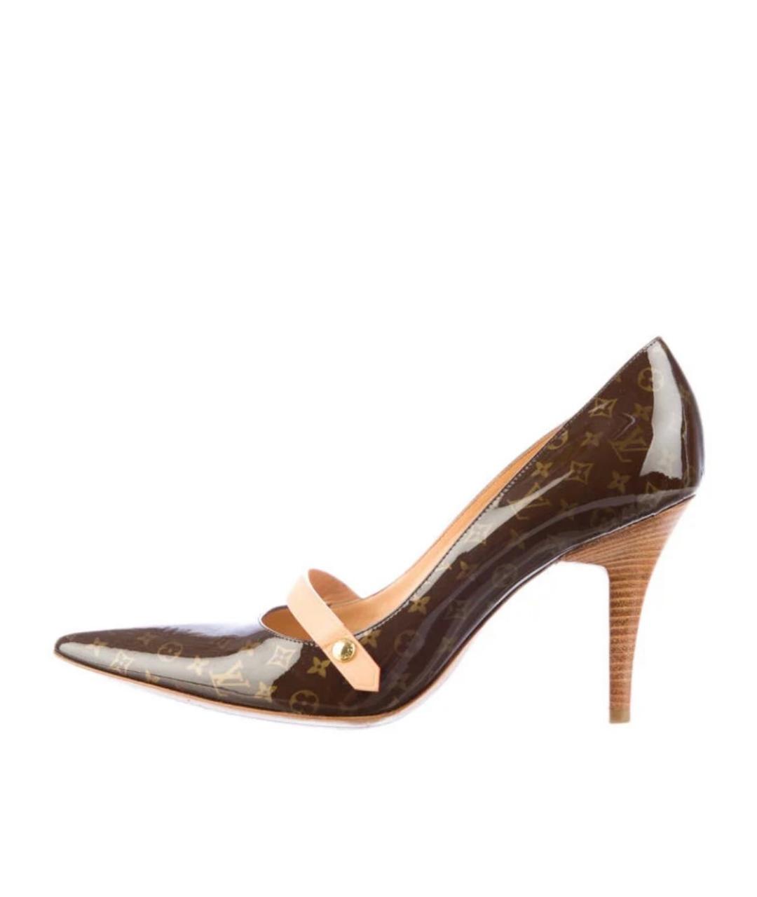 LOUIS VUITTON Коричневые туфли из лакированной кожи, фото 9