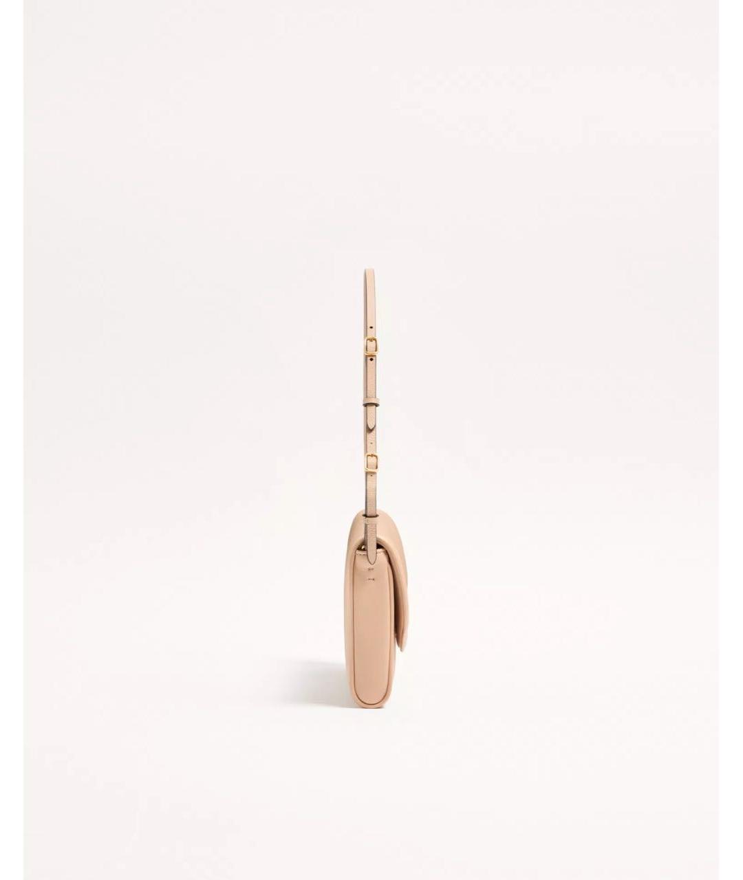 VALENTINO Бежевая кожаная сумка с короткими ручками, фото 3