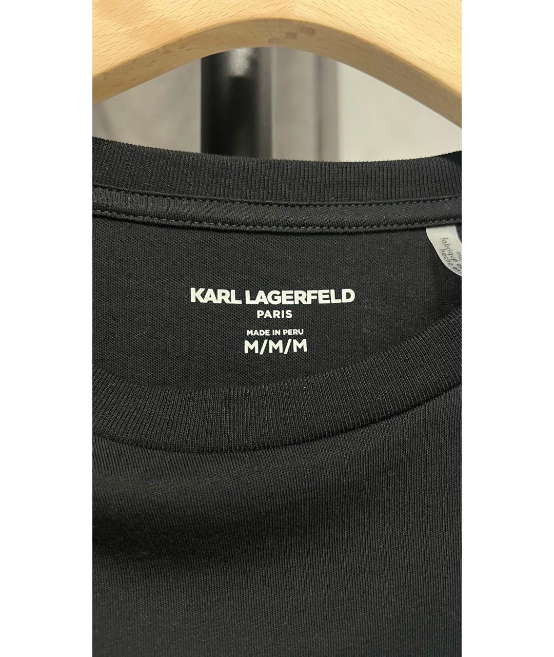 KARL LAGERFELD Черная хлопковая футболка, фото 3