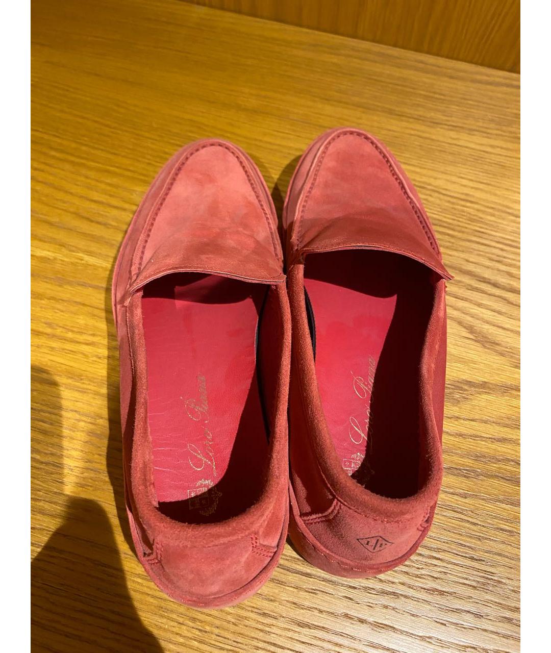 LORO PIANA Коралловые кожаные лоферы, фото 4