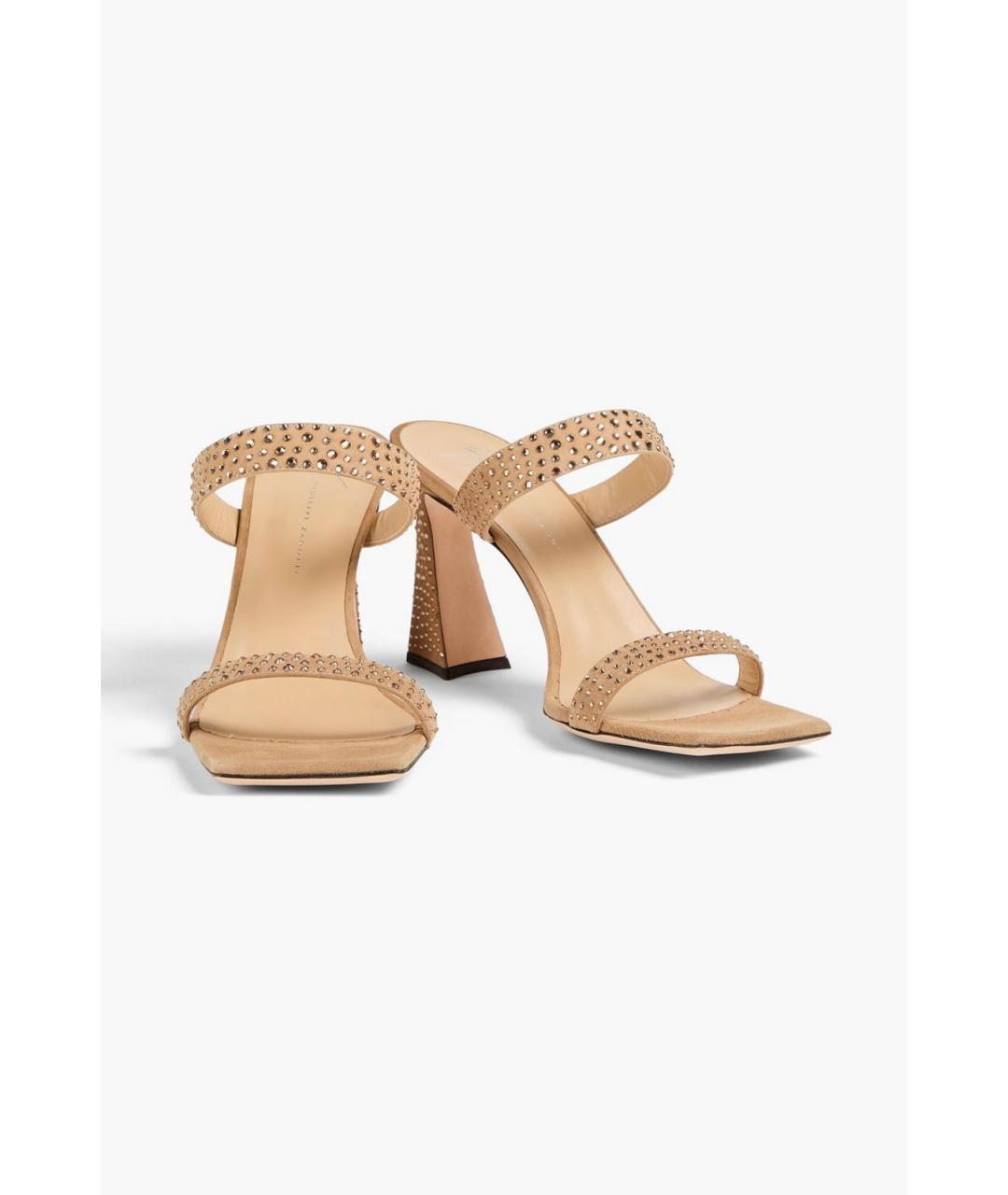 GIUSEPPE ZANOTTI DESIGN Бежевые замшевые мюли, фото 2